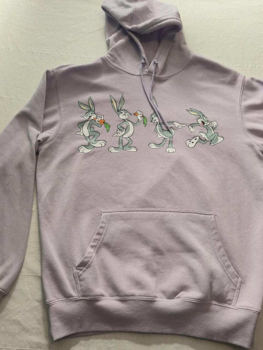 Looney Tunes Bugs Bunny Lavender Pullover Hoodie Sweatshirt Men's Medium